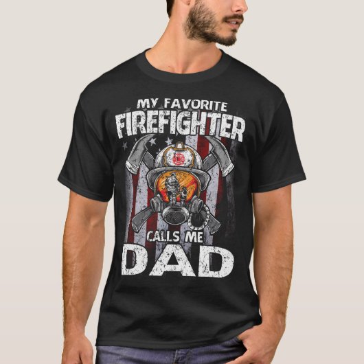 Mein Lieblingsfeuerwehrmann ruft mich VATER USA Fl T-Shirt (Vorderseite)