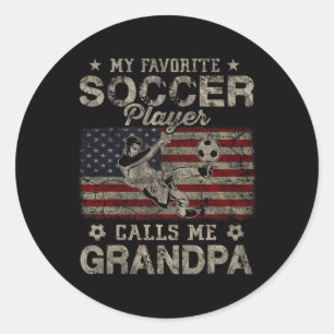 Mein Lieblingsfußballspieler nennt mich Opa USA-Fl Runder Aufkleber