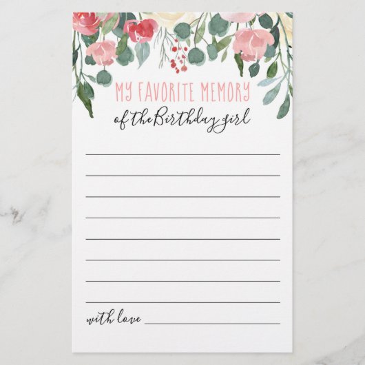 Mein Lieblingsgedächtnis für das GeburtstagsMädche (Vorderseite)