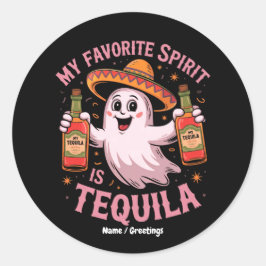 Mein Lieblingsgeist ist Tequila Halloween Trinken  Runder Aufkleber