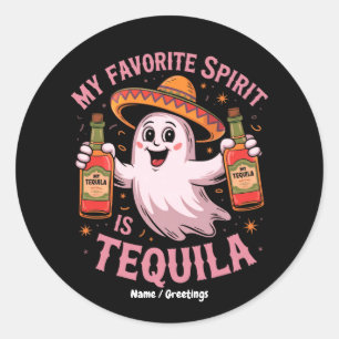Mein Lieblingsgeist ist Tequila Halloween Trinken Runder Aufkleber