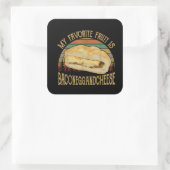 Mein Lieblingsgeschenk mit Fruchtsaft und Käse Quadratischer Aufkleber (Tasche)