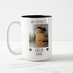 Mein Lieblingskind 2 Foto und Name benutzerdefinie Zweifarbige Tasse