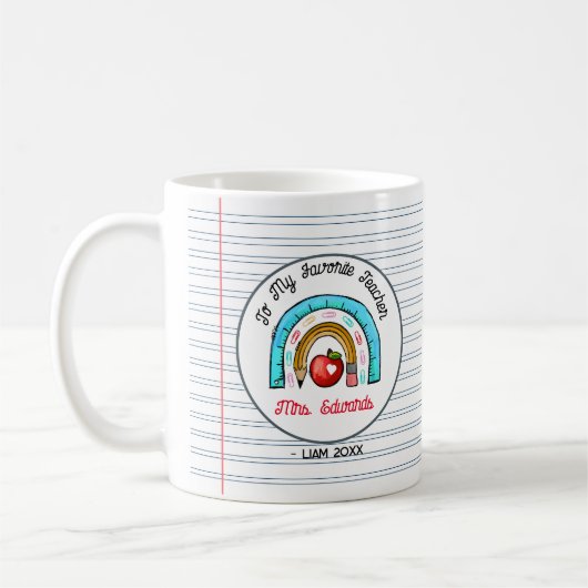 Mein Lieblingslehrer Weihnachtsregenbogen Kaffeetasse (Links)