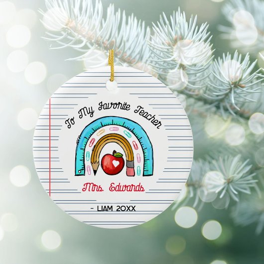Mein Lieblingslehrer Weihnachtsregenbogen Keramik Ornament