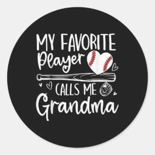 Mein Lieblingsspieler nennt mich Grandma Baseball  Runder Aufkleber