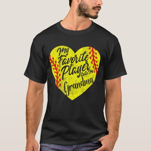 Mein Lieblingsspieler nennt mich Grandma Softball T-Shirt (Vorderseite)