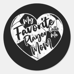 Mein Lieblingsspieler nennt mich Mom Soccer Heart Runder Aufkleber