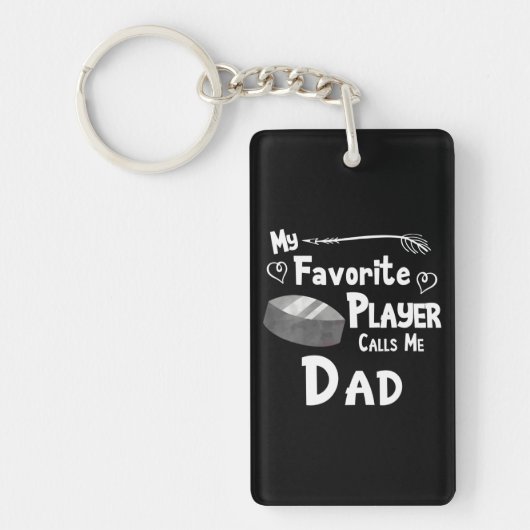 Mein Lieblingsspieler nennt mich Vater Hockey Puck Schlüsselanhänger (Vorderseite)