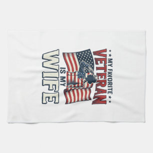 Mein Lieblingsveteran Ist Mein Frau Patriotisches  Geschirrtuch