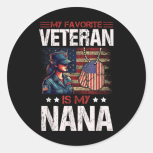Mein Lieblingsveteran Ist Meine Nana USA-Flagge Vi Runder Aufkleber