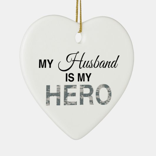 Mein Mann ist mein Hero Digital Camouflage Keramikornament (Rechts)