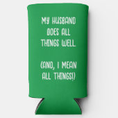 Mein Mann macht alles gut. Grün und Weiß Selters Dosenkühler (Vorderseite)