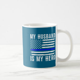 Mein Mann mein Held dünne blaue Linie Polizeibeamt Kaffeetasse