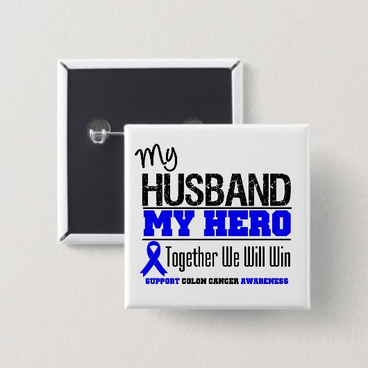 Mein Mann, mein Hero-Colon-Krebs Button (Vorne & Hinten)