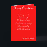 Mein Mann Weihnachtskarten Feiertagskarte<br><div class="desc">Weihnachtsgrußkarten mit Hingabe an einen liebenden Ehemann</div>