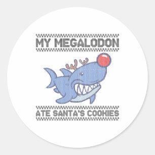 Mein Megalodon hat Santas Kekse gefressen - Megalo Runder Aufkleber