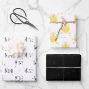 "Mein Mein Mein" Crazy Cute Chick Liebe Geschenkpapier Set