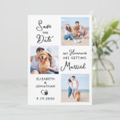 Mein Mensch heiratet einen 3 Foto Hund Save The Date (Stehend Vorderseite)