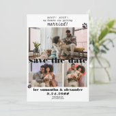Mein Mensch wird geheiratet Foto Collage Hund Hoch Save The Date (Stehend Vorderseite)
