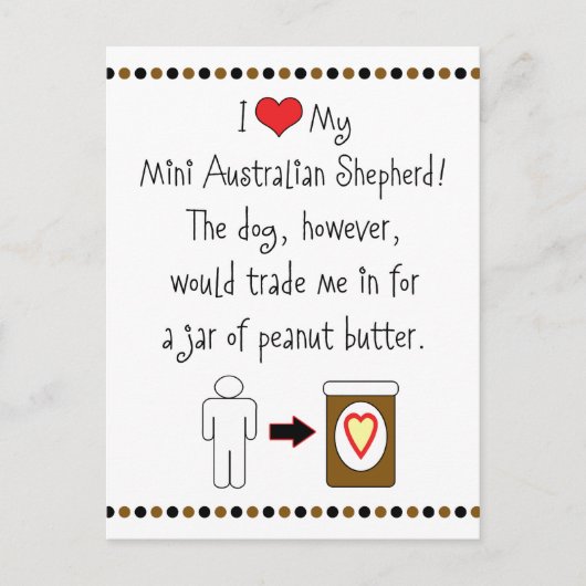 Mein Mini-Australischer Schäferhund Lieben Erdnuss Postkarte (Vorderseite)