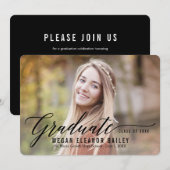 Mein Moment Abschluss Ankündigung Einladung Schwar (Vorne/Hinten)