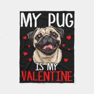 Mein Mops ist mein Valentinstag Fleecedecke