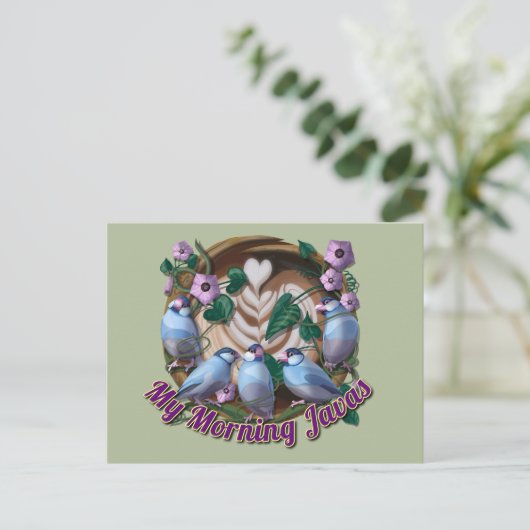 Mein morgendliches JAVA mit Java-Sperlingen Postkarte (Stehend Vorderseite)