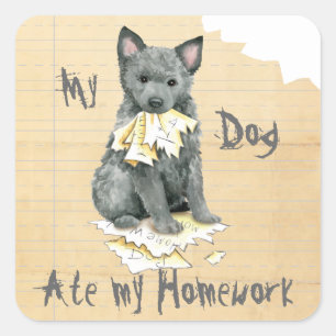 Mein Mudi Ate meine Hausaufgaben Square Sticker