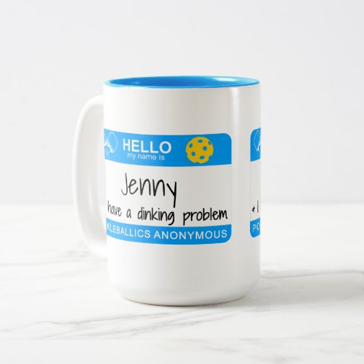 Mein Name ist |, das ich ein Dinking Problem | Zweifarbige Tasse (Vorderseite Links)