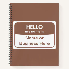 Mein Name ist ein braunes und weißes SpiralNoteboo Notizblock