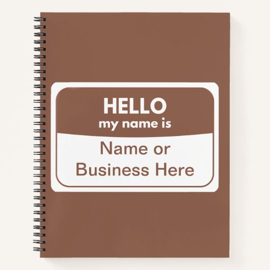 Mein Name ist ein braunes und weißes SpiralNoteboo Notizblock (Vorderseite)