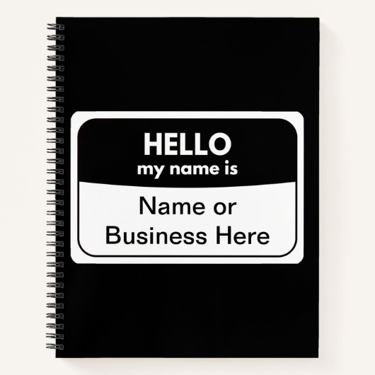 Mein Name ist ein schwarz-weißes SpiralNotebook Notizblock (Vorderseite)
