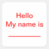 Mein Name ist Quadratischer Aufkleber (Vorderseite)