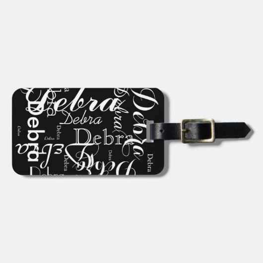 Mein Name ist schwarz-weiße Typografie Gepäckanhänger (Vorderseite horizontal)