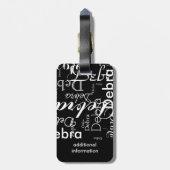 Mein Name ist schwarz-weiße Typografie Gepäckanhänger (Rückseite vertikal)