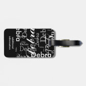 Mein Name ist schwarz-weiße Typografie Gepäckanhänger (Rückseite horizontal)