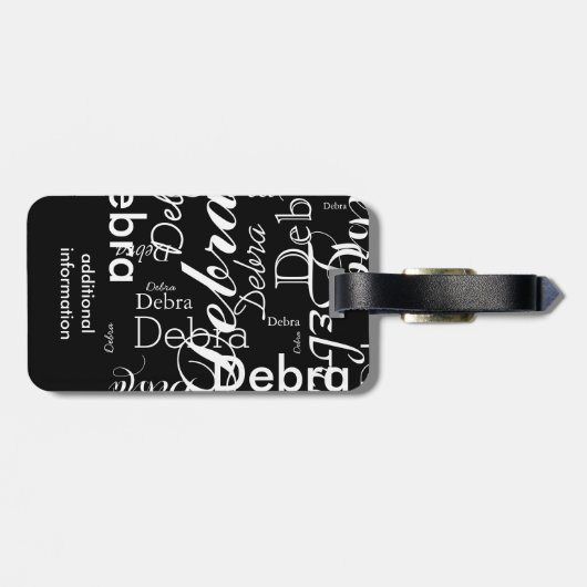 Mein Name ist schwarz-weiße Typografie Gepäckanhänger (Rückseite horizontal)