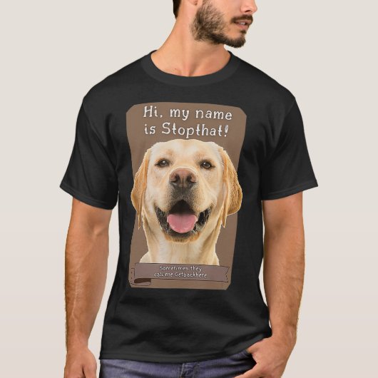 Mein Name ist Stopp, der lustige Hyper-Gelbe Labra T-Shirt (Vorderseite)