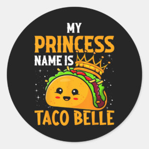 Mein Name ist Taco Belle - Funny Pun Cinco D Runder Aufkleber
