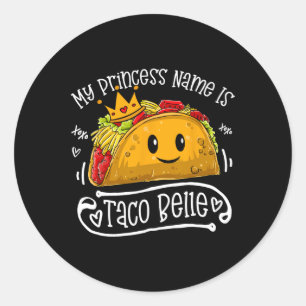 Mein Name ist Taco Belle Funny Pun Cinco de Runder Aufkleber