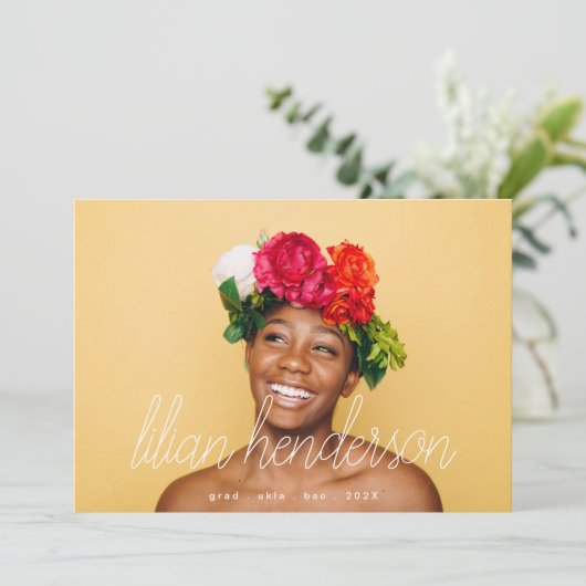 Mein Name Script Grad Graduate Two Foto Ankündigung (Stehend Vorderseite)