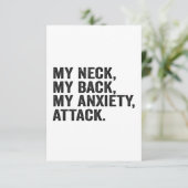 Mein Neck, mein Rücken, mein Angstangriff Funny An Dankeskarte (Stehend Vorderseite)