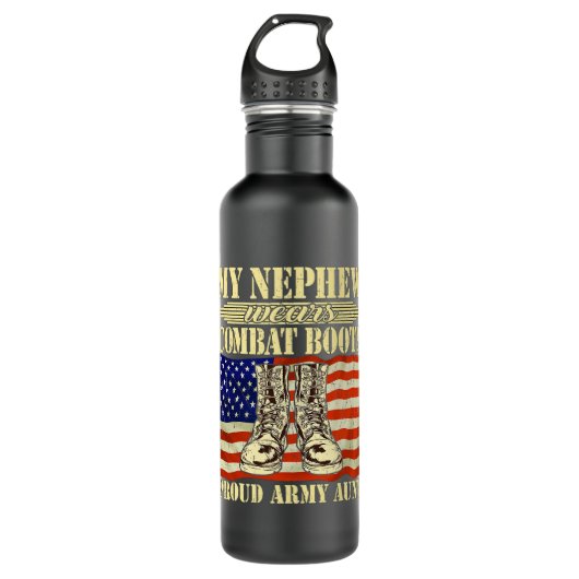 Mein Nephew trägt den Kampfstiefel der Proud-Tante Edelstahlflasche (Vorderseite)