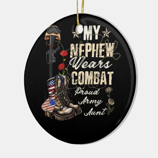 Mein Nephew trägt Kampfstiefel, Proud-Tante Keramik Ornament (Links)