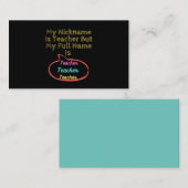 Mein Nickname ist Lehrer, aber mein vollständiger  Visitenkarte (Vorne/Hinten)