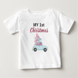 Mein Niedlicher Weihnachtsbaum "Blue Car" Baby T-shirt