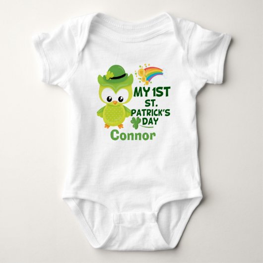 Mein Niedliches Eule am 1. St. Patrick's Day Baby Strampler (Vorderseite)