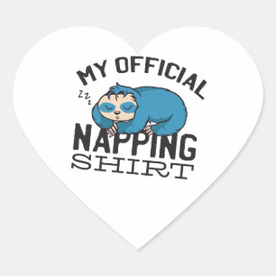 Mein offizielles Napp-Shirt - Faules schlafendes F Herz-Aufkleber