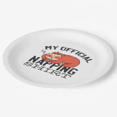 Mein offizielles Shirt - Lächelnder Schlaf Pappteller (Schrägansicht)